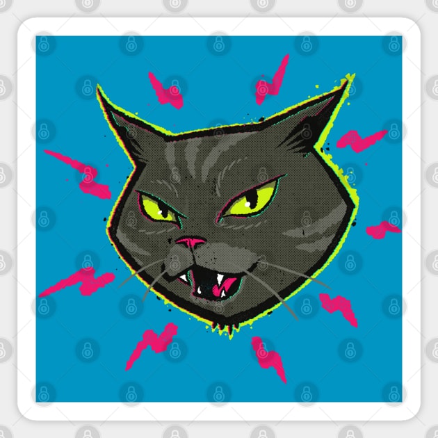 Angry Cat Vintage Cartoon Kitten Hissing Sticker by kgullholmen